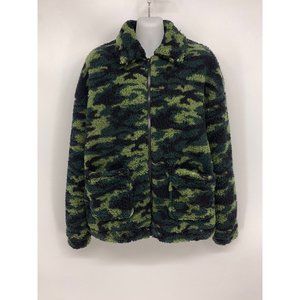Deep Sugar Faux Plush Sherpa Camo Shacket Overcoat Jacket Coat NEW WITH TAGS